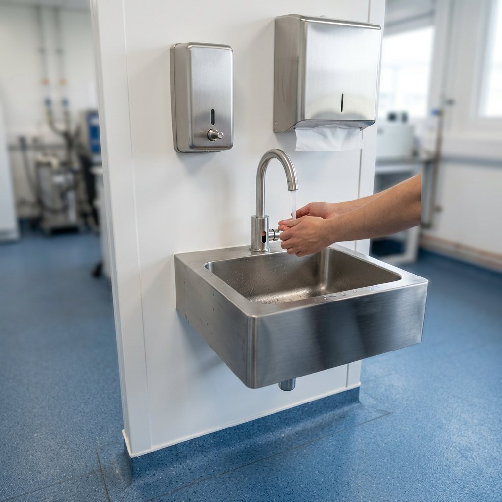30 × 30 cm stainless steel hand-wash basin with sensor tap